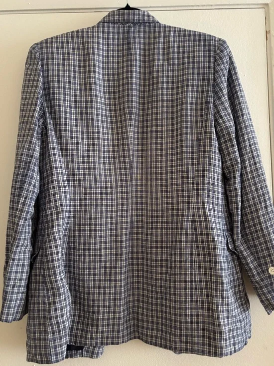 Ralph Lauren Blue Plaid Lightweight Linen Blazer - Picture 5 of 5
